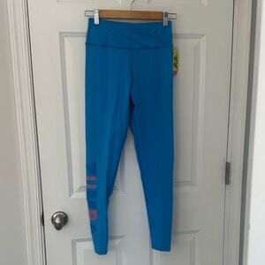 Zumba Turquoise Cross Over Waist Full Length Leggings- NWT